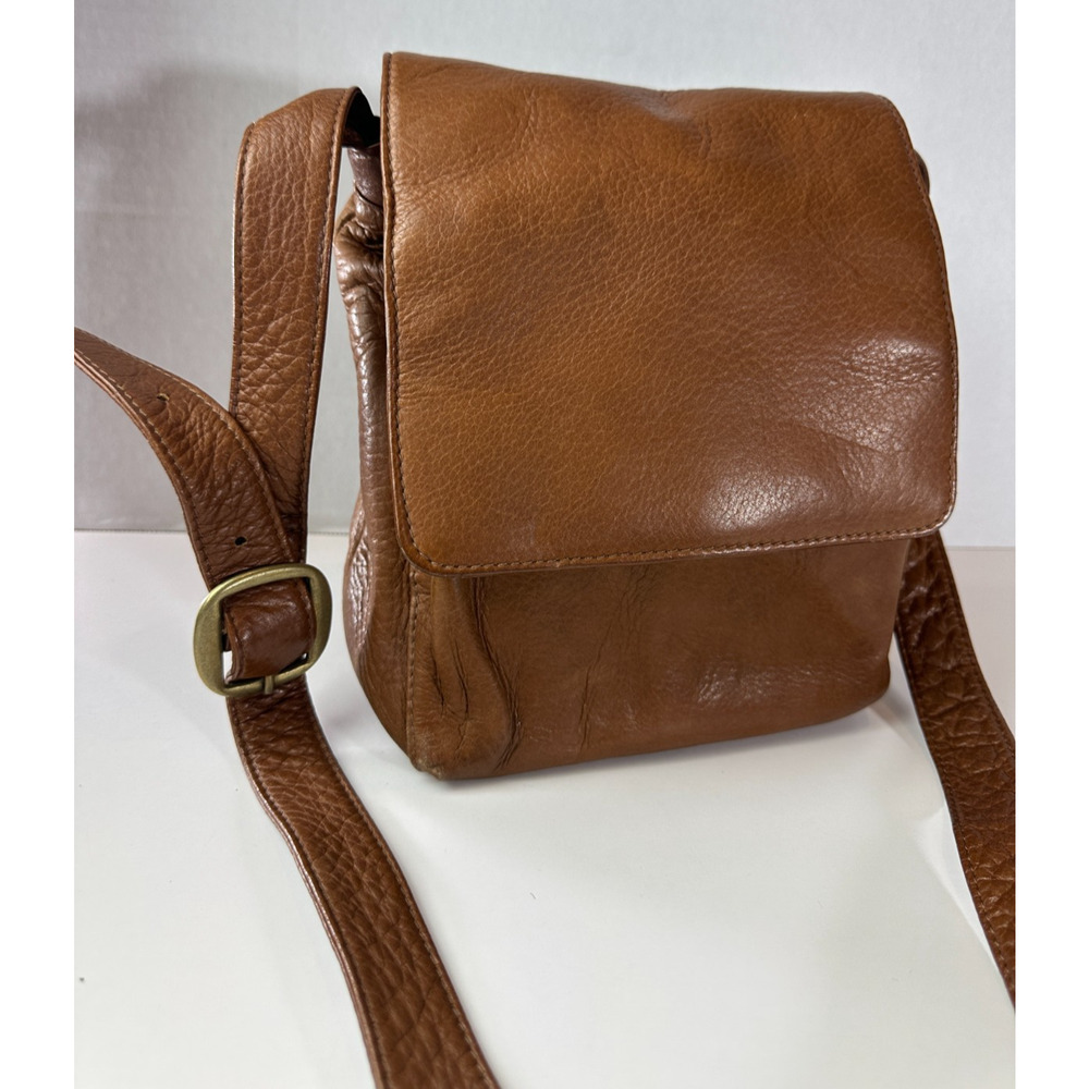 Hobo International Brown Leather Fold Over Flap Shoulder Bag Crossbody Purse - Picture 2 of 16